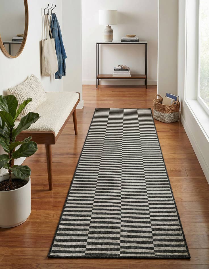 Detail image of 2' x 8' Easy-Clean Striped Indoor / Outdoor Runner Rug