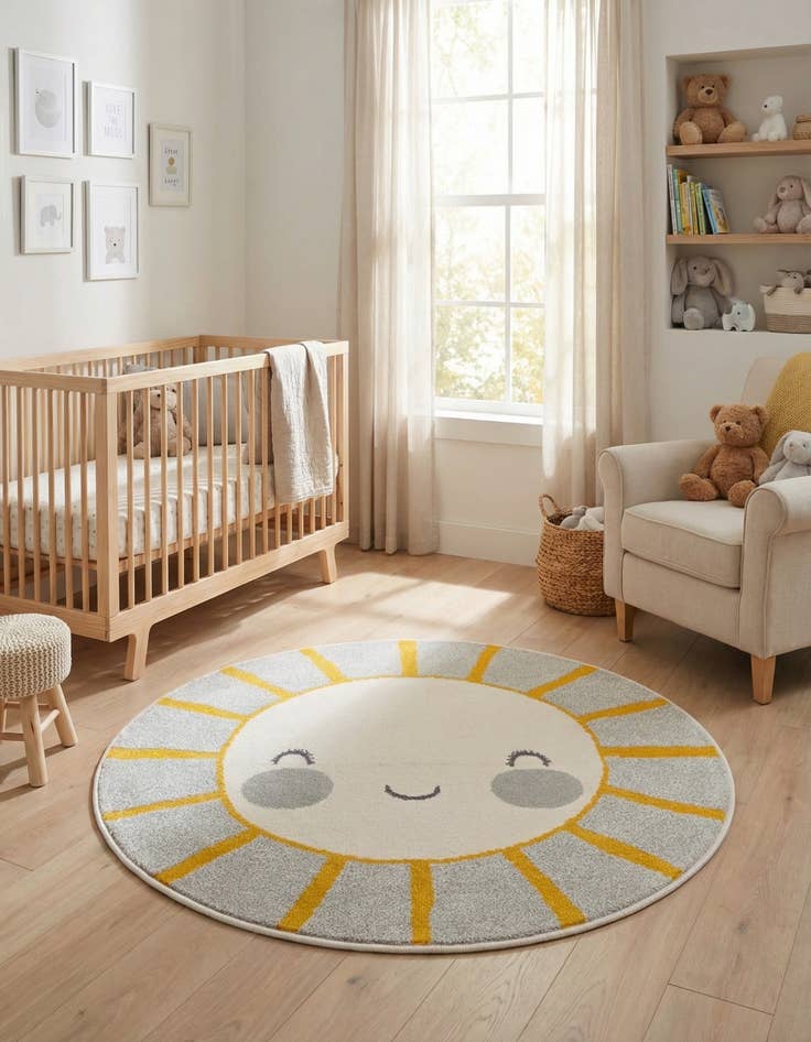 Detail image of 3' 3 x 3' 3 Sun Whimsy Kids Round Rug