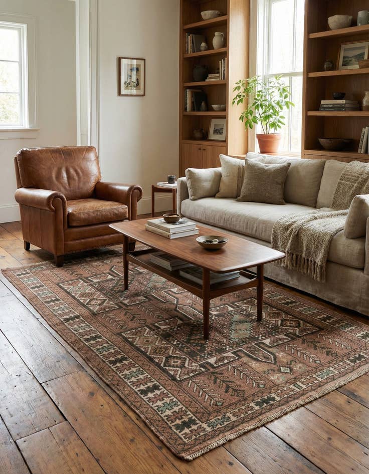 Detail image of  4' 1 x 6' 8  Hand Knotted Ultra Vintage Persian Wool Rug