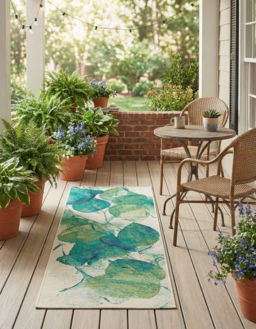 2' x 5' Easy-Clean Botanical Indoor / Outdoor Runner Rug