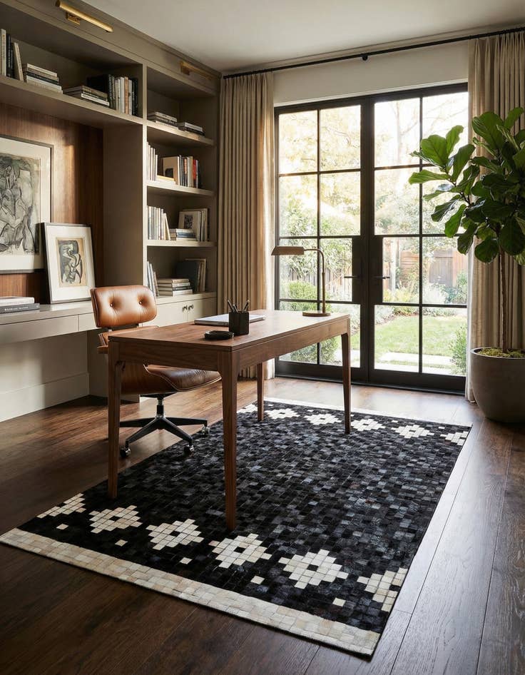 Detail image of 5' 2 x 7' 11 Cowhide Stocks Rug