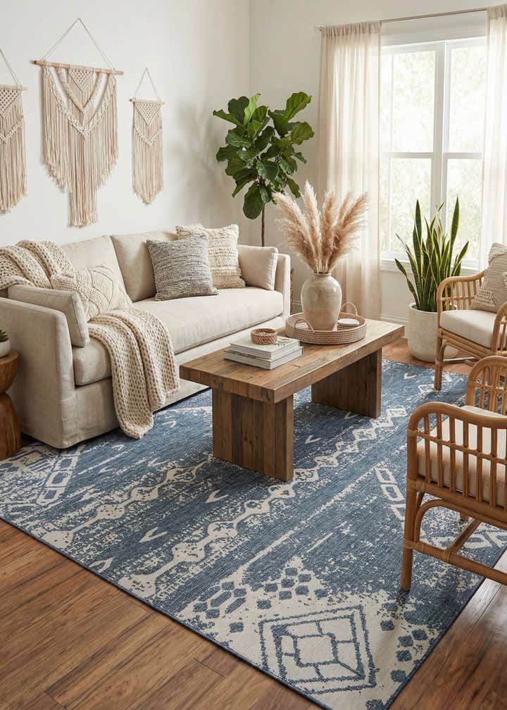 10' x 13' Easy-Clean Bohemian Indoor / Outdoor Rug