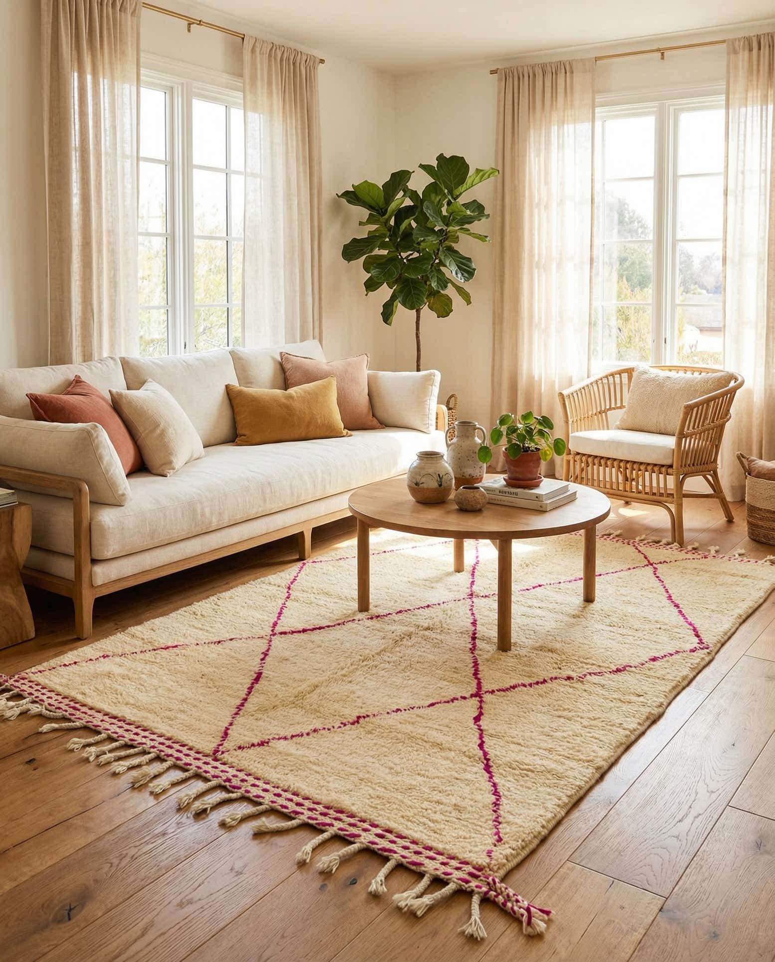 4' 10 x 8' Hand Knotted Moroccan Wool Rug