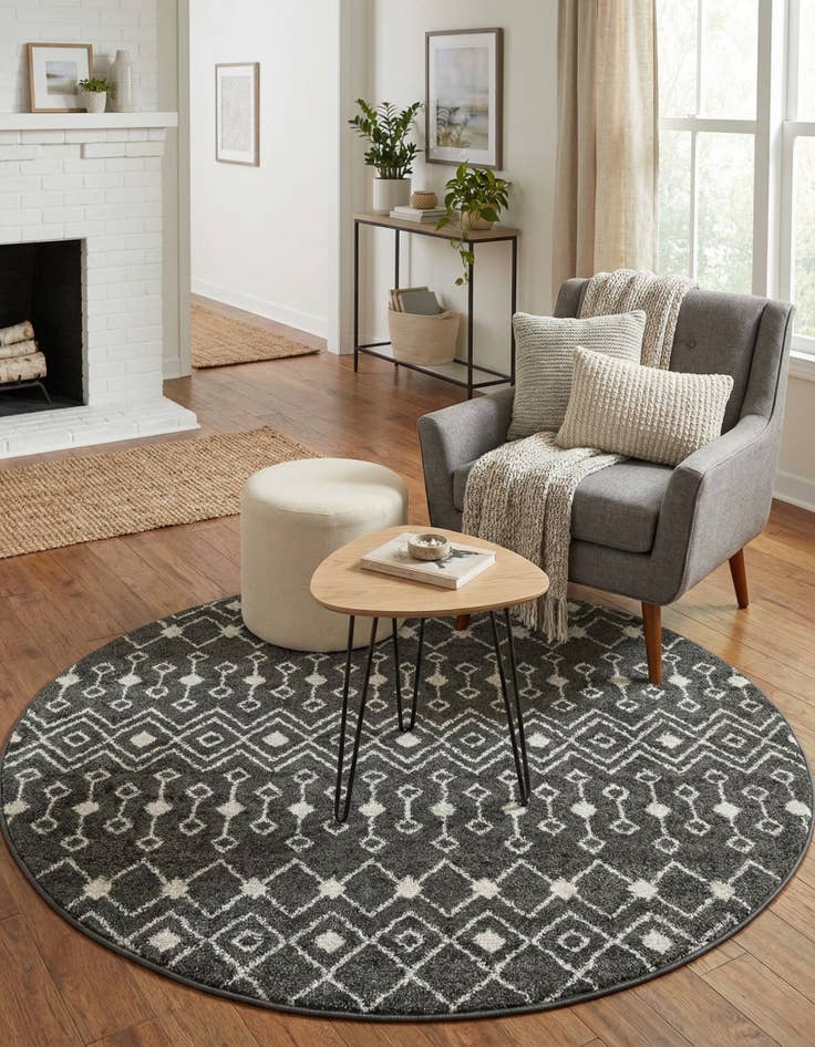 Detail image of 5' 3 x 5' 3 Moroccan Trellis Round Rug