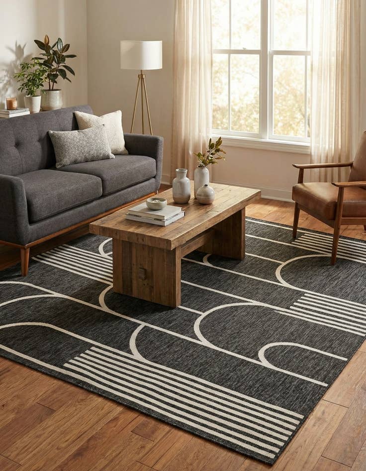 Detail image of  7' 10 x 7' 10  Washable Modern Indoor / Outdoor Square Rug