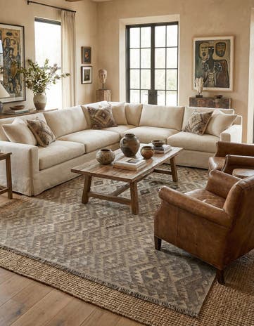 6' 9 x 10' Hand Woven Kilim Maymana Wool Rug