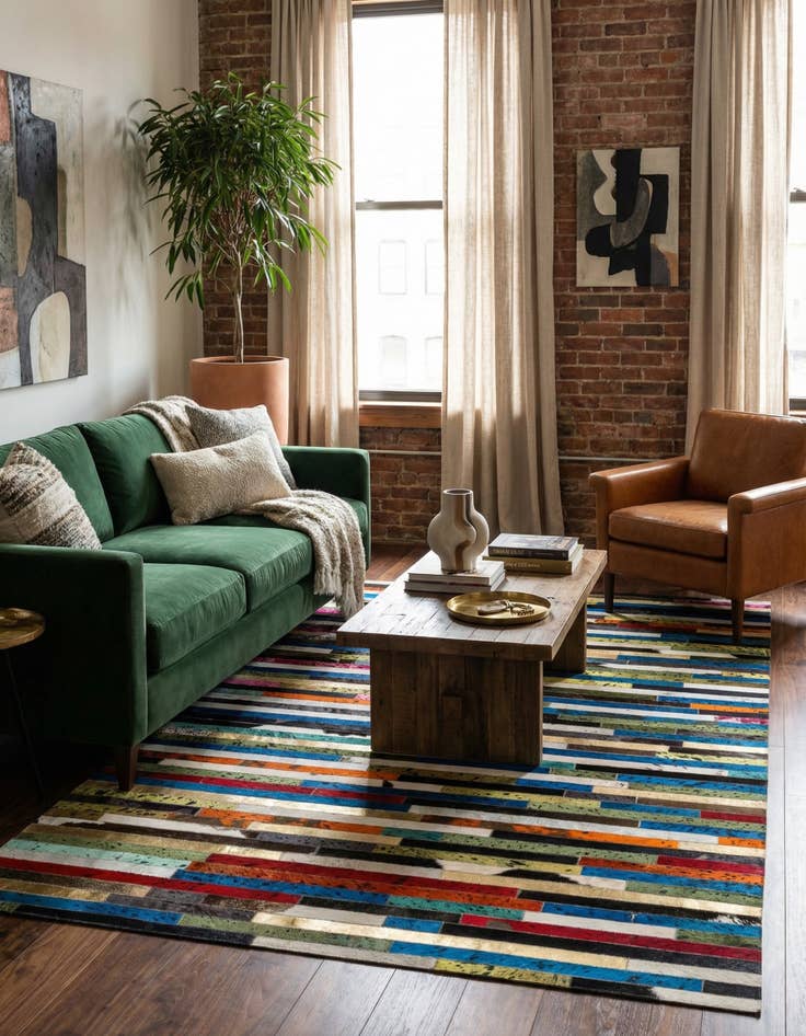 Detail image of  5' 1 x 7' 11 Cowhide - Patchwork Rug