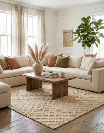 7' x 10' 6 Hand Knotted Moroccan Wool Rug