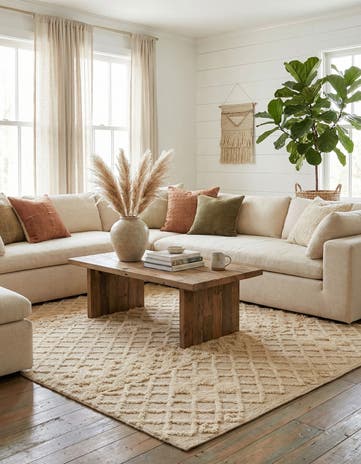 7' x 10' 6 Hand Knotted Moroccan Wool Rug