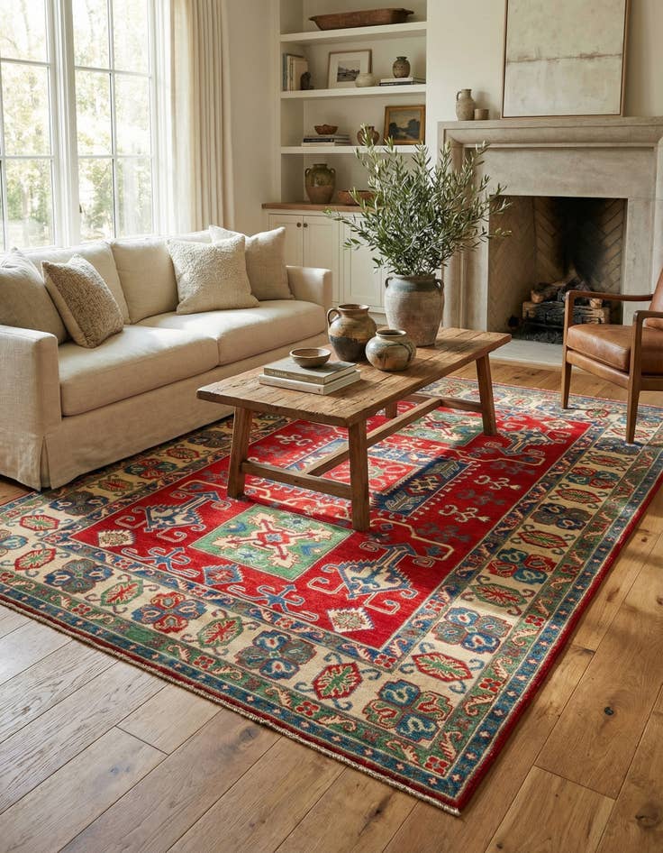 Detail image of 5' 9 x 7' 9  Hand Knotted Kazak Rug