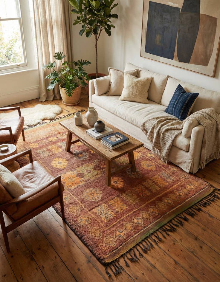 Detail image of 5' 10 x 10' 10  Hand Knotted Moroccan Wool Runner Rug