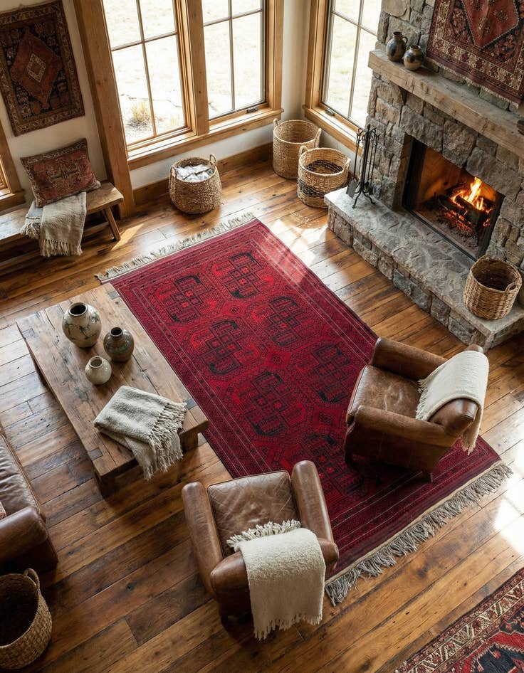 Detail image of 4' 10 x 9' 1 Afghan Akhche Wool Rug