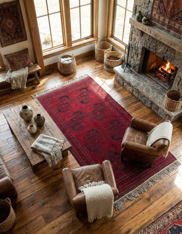 4' 10 x 9' 1 Afghan Akhche Wool Rug