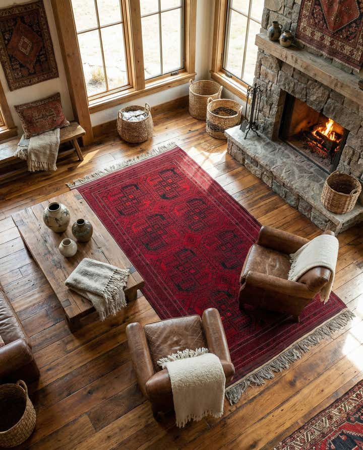 4' 10 x 9' 1 Afghan Akhche Wool Rug