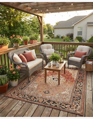 4' x 6' Easy-Clean Traditional Indoor / Outdoor Rug