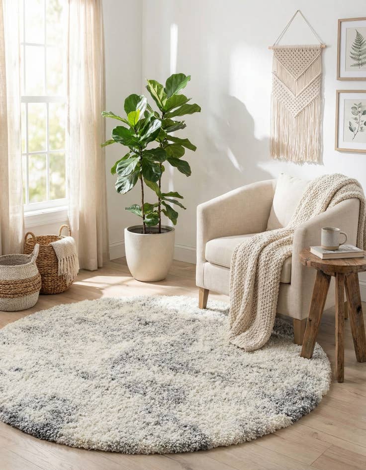 Detail image of  5' 3 x 5' 3 Soft Touch Shag Round Rug