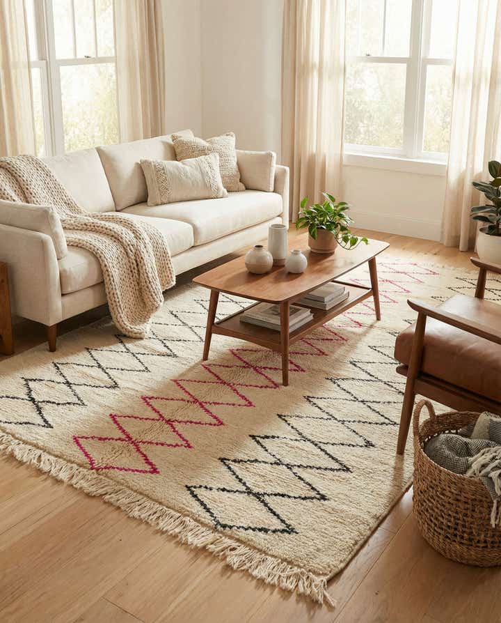 4' 10 x 8' 5 Hand Knotted Moroccan Wool Rug