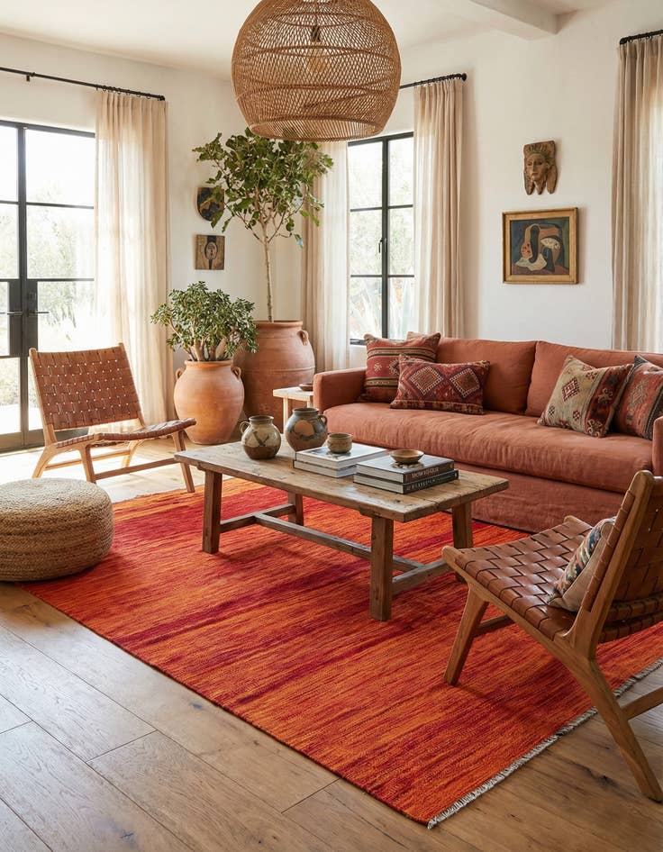 Detail image of  5' x 6' 4  Hand Woven Kilim Modern Wool Rug