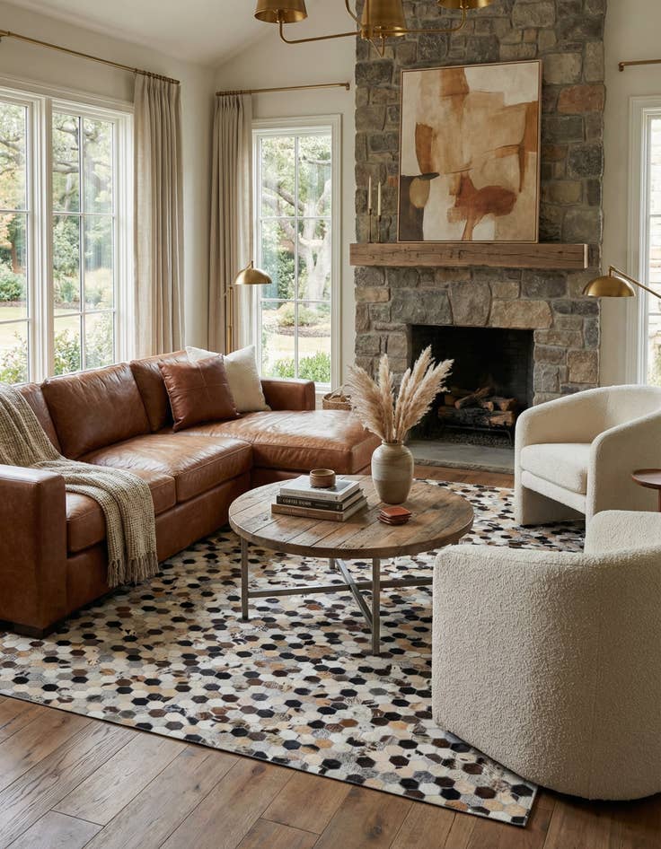 Detail image of  5' 1 x 8' Cowhide Leather Rug