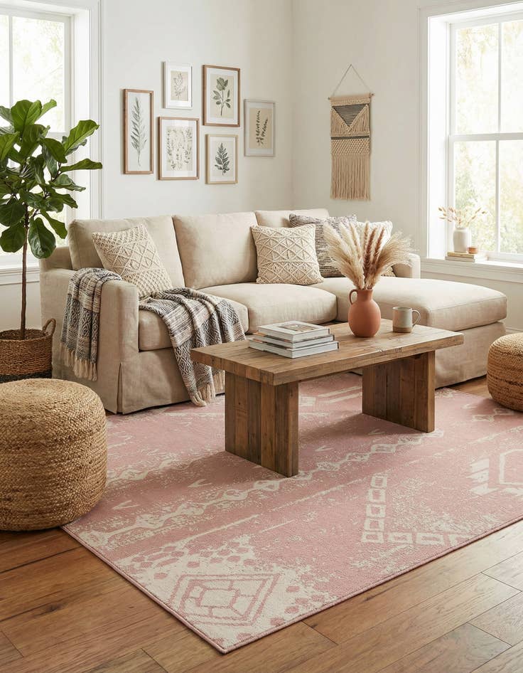 Detail image of  10' x 13'  Washable Bohemian Indoor / Outdoor Rug