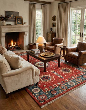6' 8 x 9' 7 Hand Knotted Kazak Wool Rug