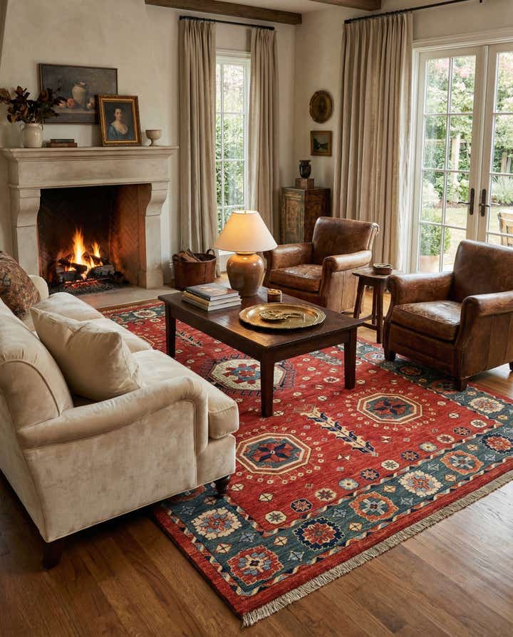 6' 8 x 9' 7 Hand Knotted Kazak Wool Rug