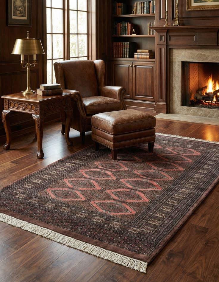 Detail image of  4' 2 x 5' 9  Hand Knotted Bokhara Oriental Wool Rug