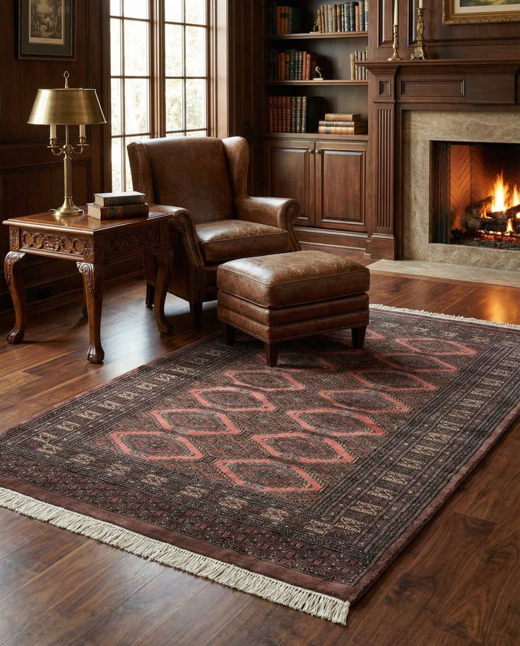 Detail image of 4' 2 x 5' 9 Hand Knotted Bokhara Oriental Wool Rug
