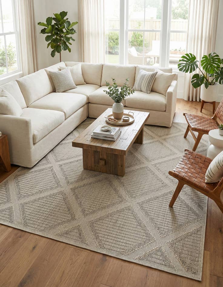 Detail image of  9' x 12'  Washable Lattice Indoor / Outdoor Rug