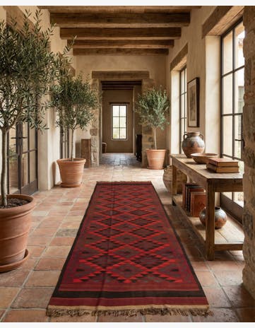 4' 4 x 15' 3 Hand Woven Kilim Fars Wool Runner Rug