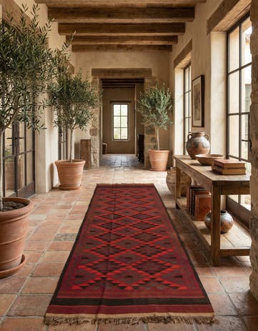 4' 4 x 15' 3 Hand Woven Kilim Fars Wool Runner Rug