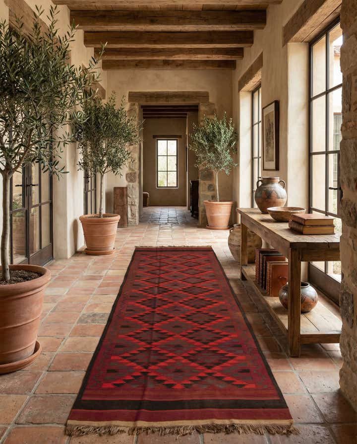 4' 4 x 15' 3 Hand Woven Kilim Fars Wool Runner Rug