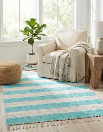4' 1 x 6' 1 Hand Woven Chindi Rag Rug