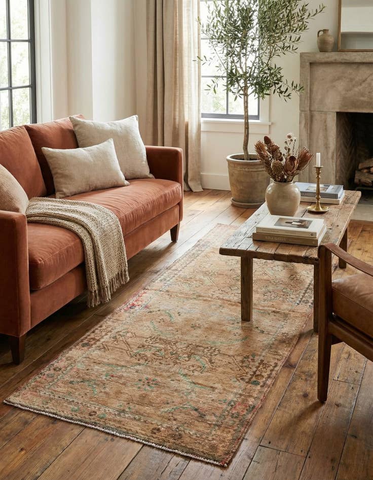 Detail image of 3' 7 x 9' 3  Hand Knotted Ultra Vintage Persian Wool Runner Rug