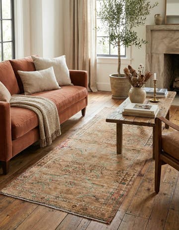 3' 7 x 9' 3 Hand Knotted Ultra Vintage Persian Wool Runner Rug