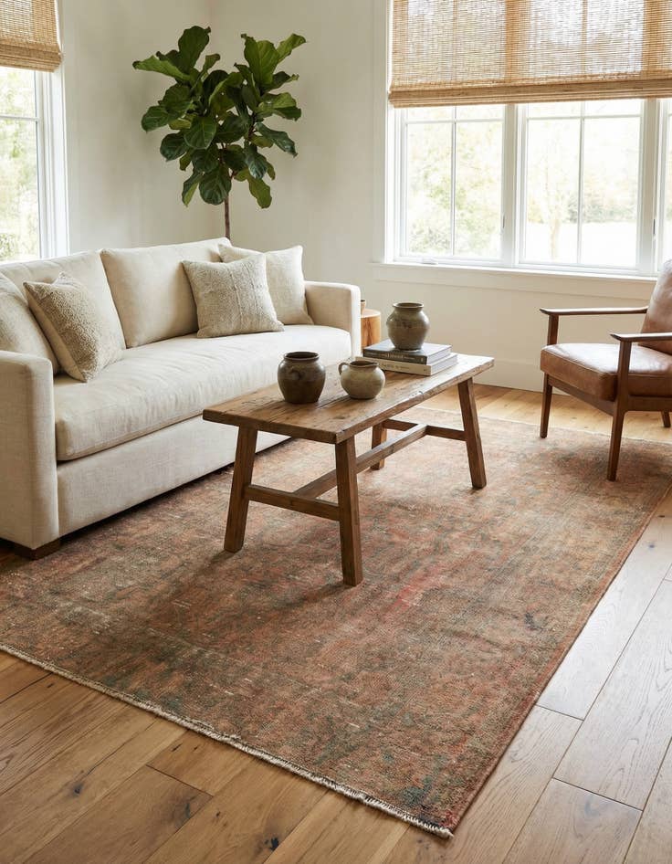 Detail image of 4' 2 x 6' 1  Hand Knotted Ultra Vintage Persian Wool Rug