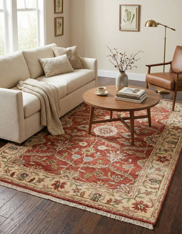 Detail image of  4' 7 x 6' 4  Hand Knotted Ziegler Wool Rug