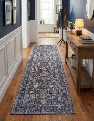 Pecan Brown Washable Yara Runner Rug