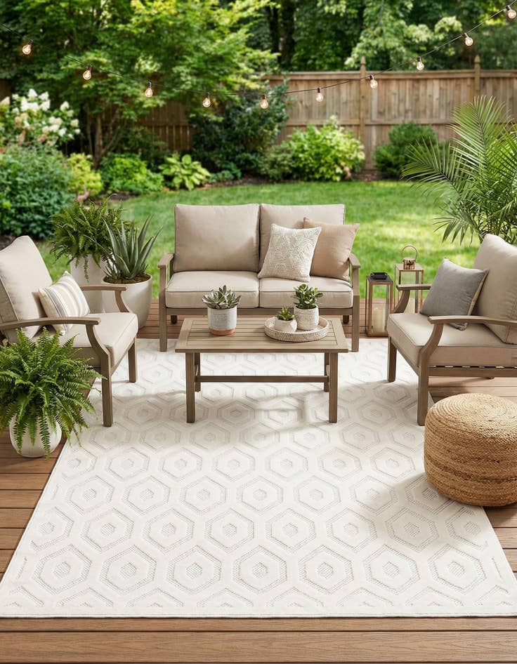 Detail image of  6' x 9'  Washable Trellis Textured Indoor / Outdoor Rug