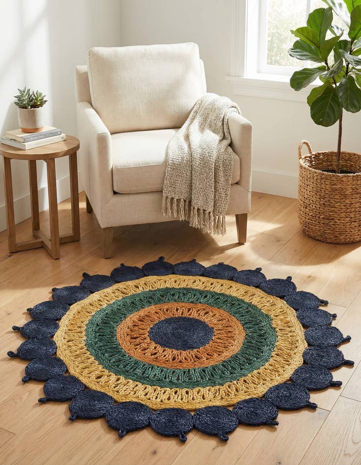 Detail image of 4' 1 x 4' 1  Hand Braided Jute Round Rug