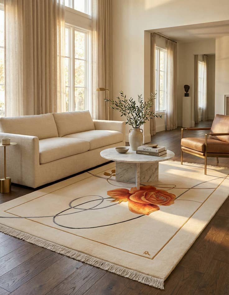 Detail image of 6' 8 x 10'  Hand Knotted Darya Wool Rug