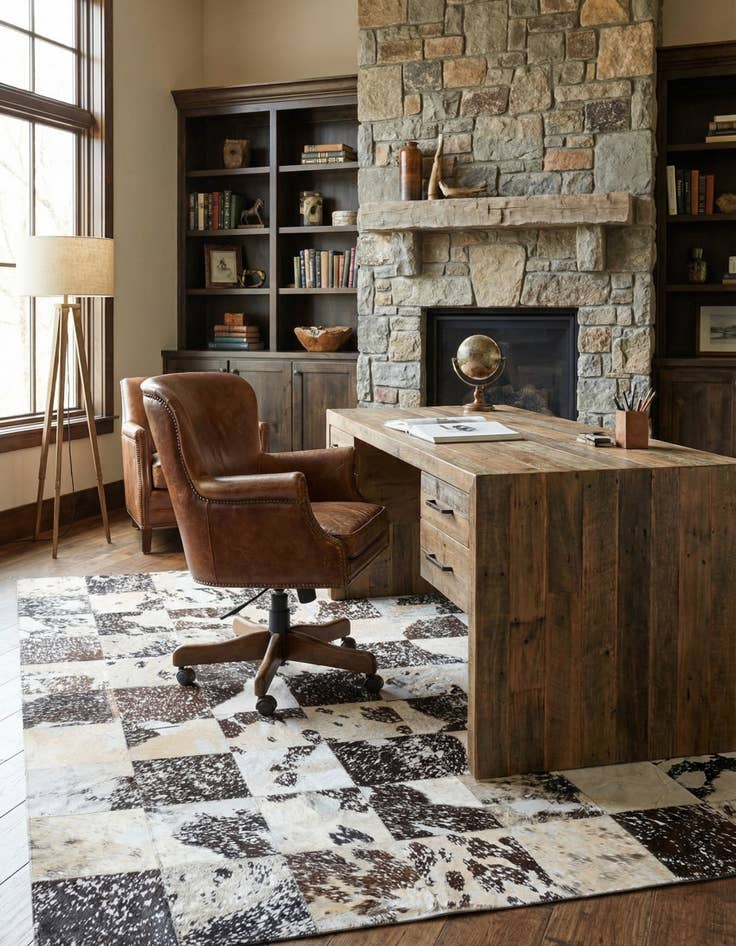 Detail image of  8' 1 x 10' 1 Cowhide Leather Rug