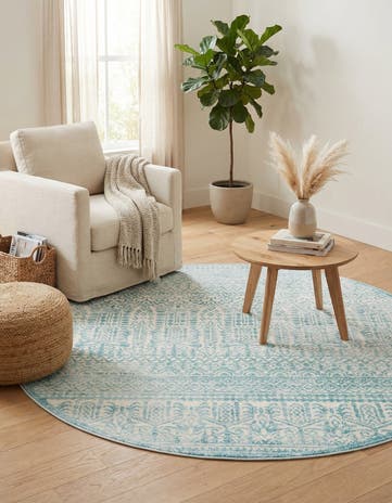 Teal Uptown Cloisters Round Rug