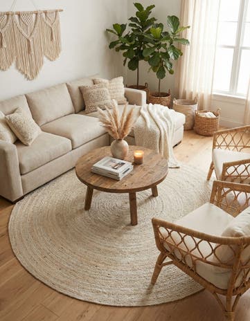 8' x 8' Handmade Braided Jute Round Rug