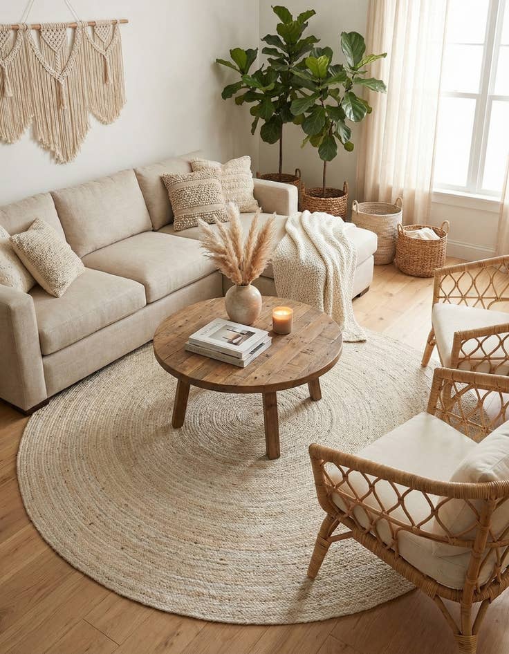 Detail image of  8' x 8'  Hand Braided Jute Round Rug