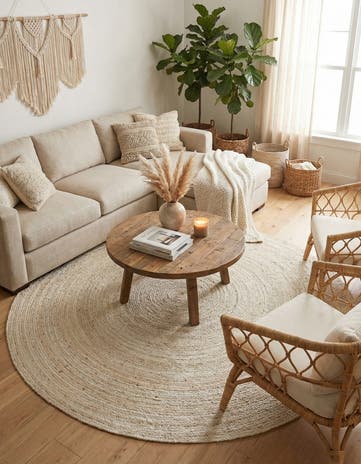 8' x 8' Handmade Braided Jute Round Rug