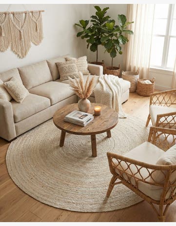 8' x 8' Handmade Braided Jute Round Rug