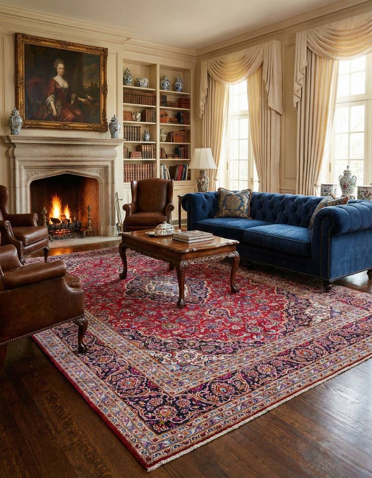 Detail image of 9' 9 x 13' 2 Hand Knotted Kashan Persian Wool Rug