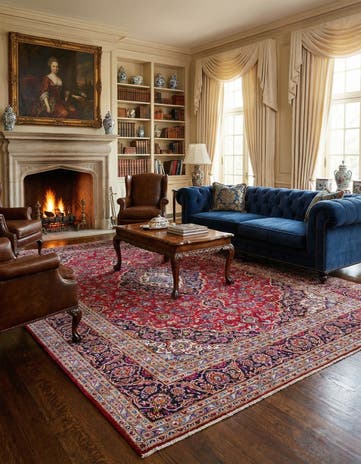 9' 9 x 13' 2 Hand Knotted Kashan Persian Wool Rug