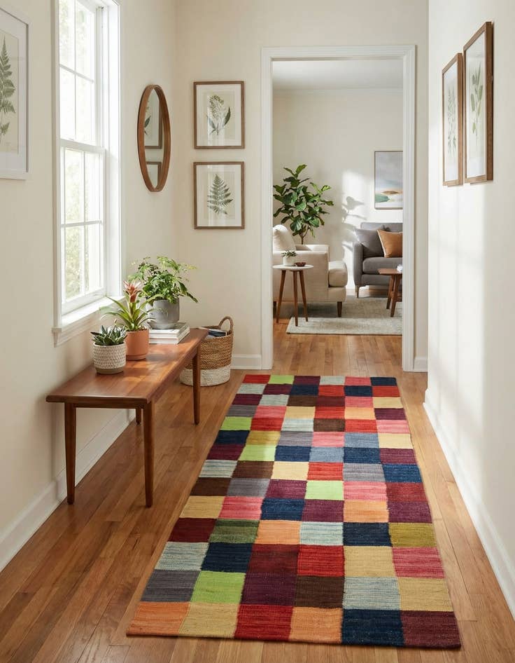 Detail image of 2' 8 x 6' 7  Hand Woven Kilim Modern Wool Runner Rug